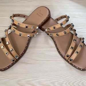 Nude with sliver stud sandals